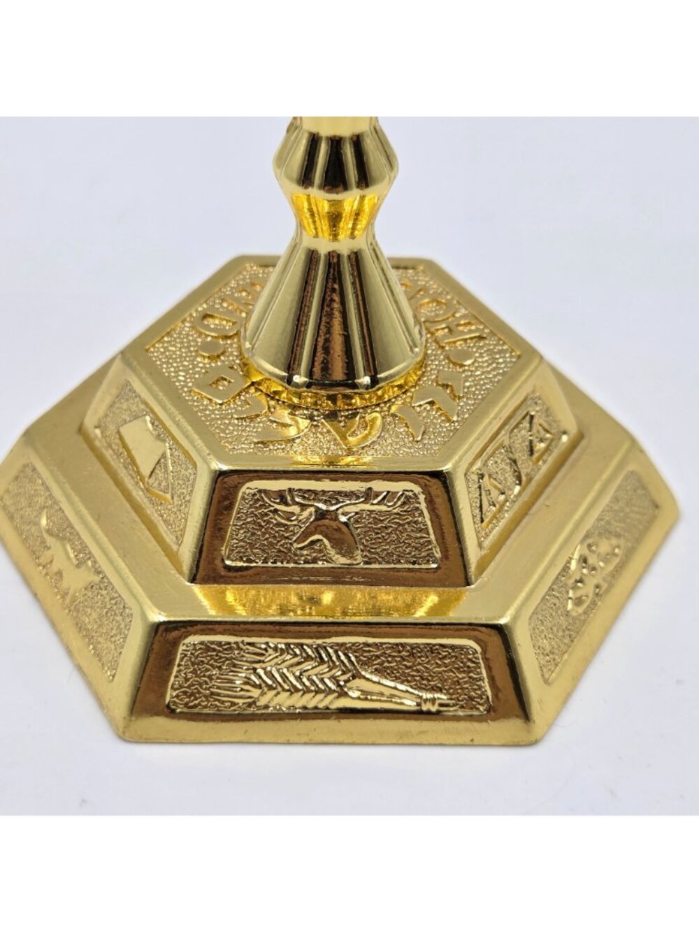 7 Taper Holy Land Symbols of the 12 Tribes of Israel Menorah Hexagonal Base - Picture 6 of 16